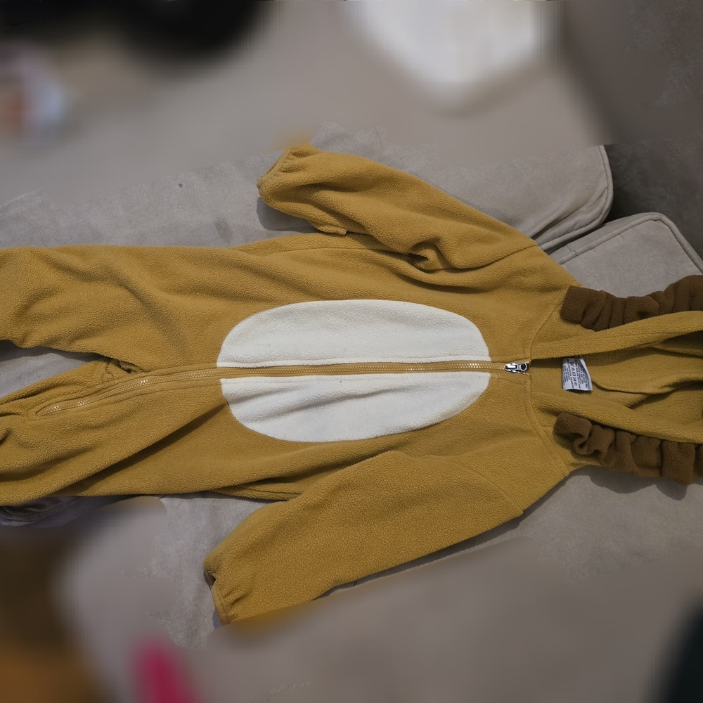 Mustard Yellow Baby One-Piece Hooded Romper with White Belly